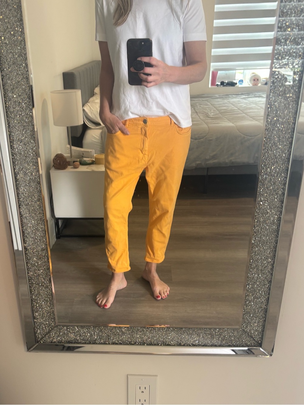 Acne Mustard Yellow Cropped Chino Pants